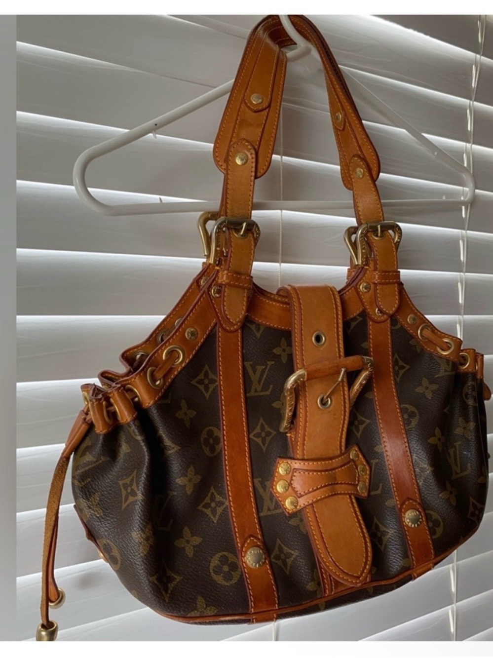 Designer Monogram Brown Leather Satchel - Brown